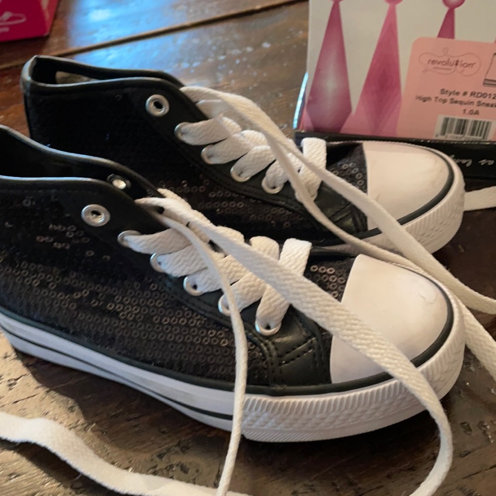 High top sequin sneakers black